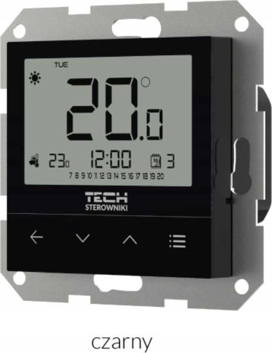 Tech Laidinis kambario termostatas EU-F-4z v1, juodas, 55mm rėmeliams