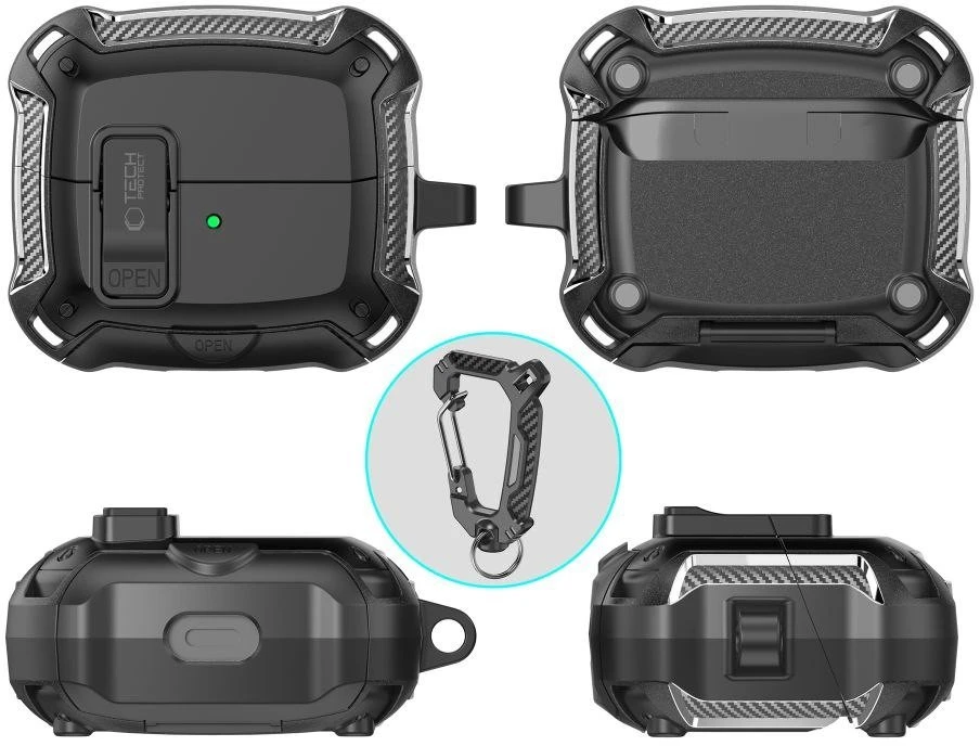 Tech-Protect Silicone Hook dėklas skirtas Samsung Galaxy Buds 3 / 3 FE / 3 Pro – juodos spalvos