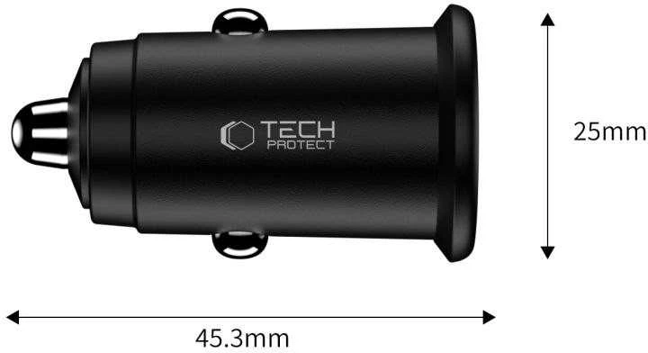 Tech-Protect CC02 35W automobilinis įkroviklis su 2 prievadais USB-C / USB-A - Juodas