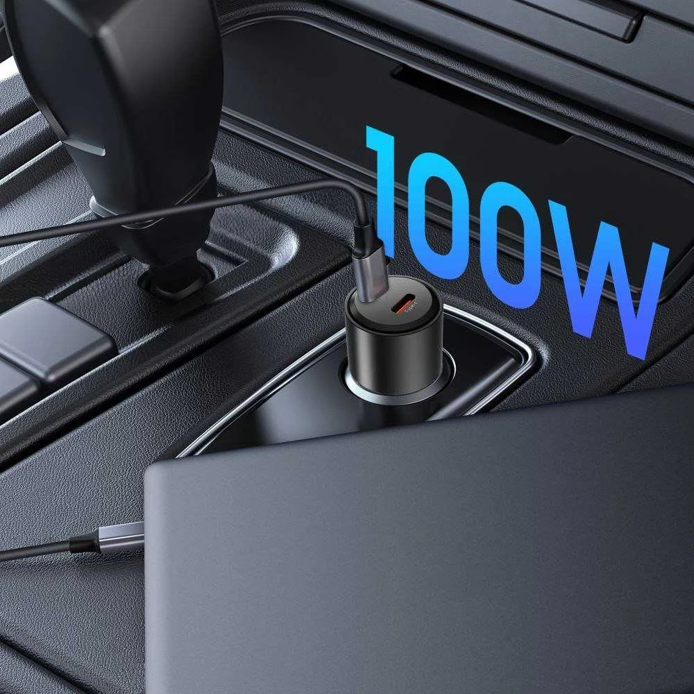 „Tech Protect CC03“ 2 prievadų PD100W automobilinis įkroviklis - juodas
