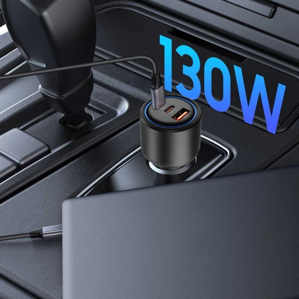 TECH-PROTECT CC04 3-PORT CAR CHARGER PD 130W Juodas