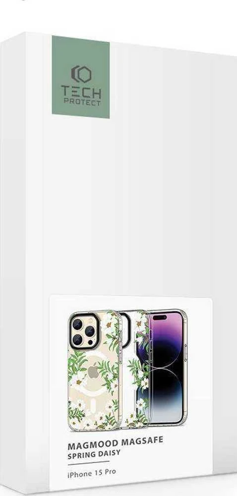 Apple iPhone 15 Pro Tech-Protect MagMood MagSafe Spring Daisy dėklas telefonui skaidrus