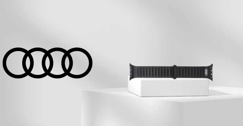 apyrankė Audi Logo Genuine Leather Magnetic Ring for Apple Watch 44/45/46/49mm juodos spalvos