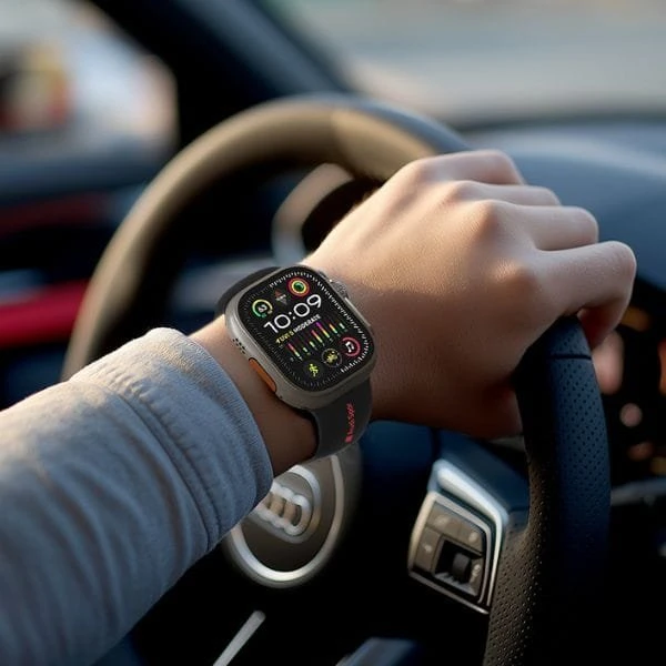 apyrankė Audi Sport Raudona Logo Silicone Watch apyrankė for Apple Watch 44/45/46/49mm juodos spalvos