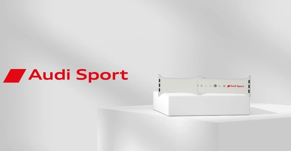 apyrankė Audi Sport Raudona Logo Silicone Watch apyrankė for Apple Watch 44/45/46/49mm baltos spalvos