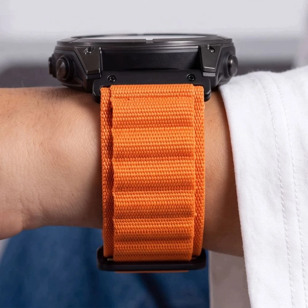 Tech-Protect Nylon Pro dirželis, skirtas Garmin Fenix 5x / 5x Plus / 6x / 6x Pro / 7x / 8 / 8 Pro / 9 / 9 Pro 51 mm, oranžinis (THP6037)