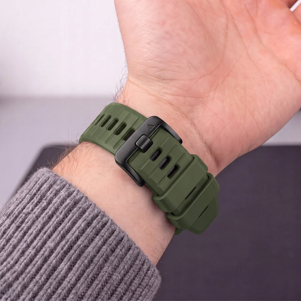 Tech-Protect Dirželis Silicone do Garmin Fenix 5 / 6 / 6 Pro / 7 / 8 / 8 Pro / E / 9 / 9 Pro 51 mm Military Žalias (THP6083)