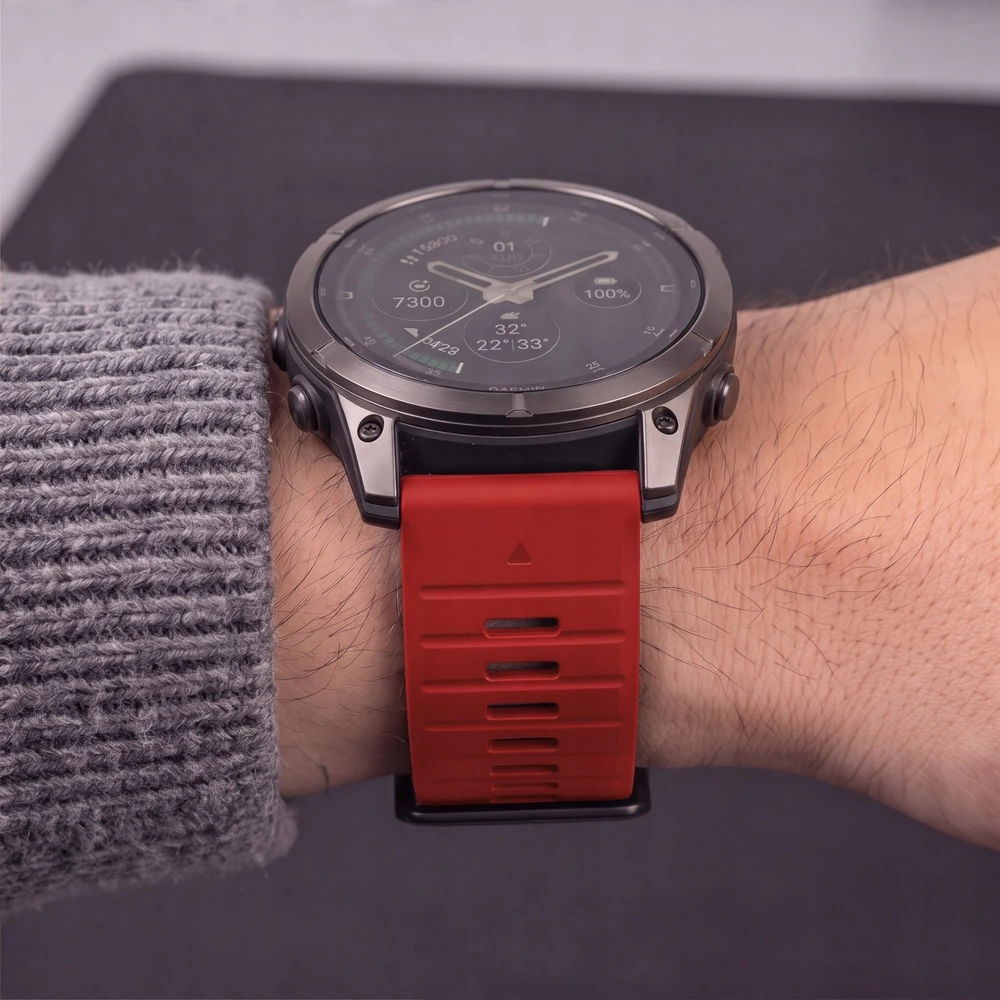 Tech-Protect Dirželis Silicone do Garmin Fenix 5 / 6 / 6 Pro / 7 / 8 / 8 Pro / E / 9 / 9 Pro 51 mm Crimson Raudona (THP6086)