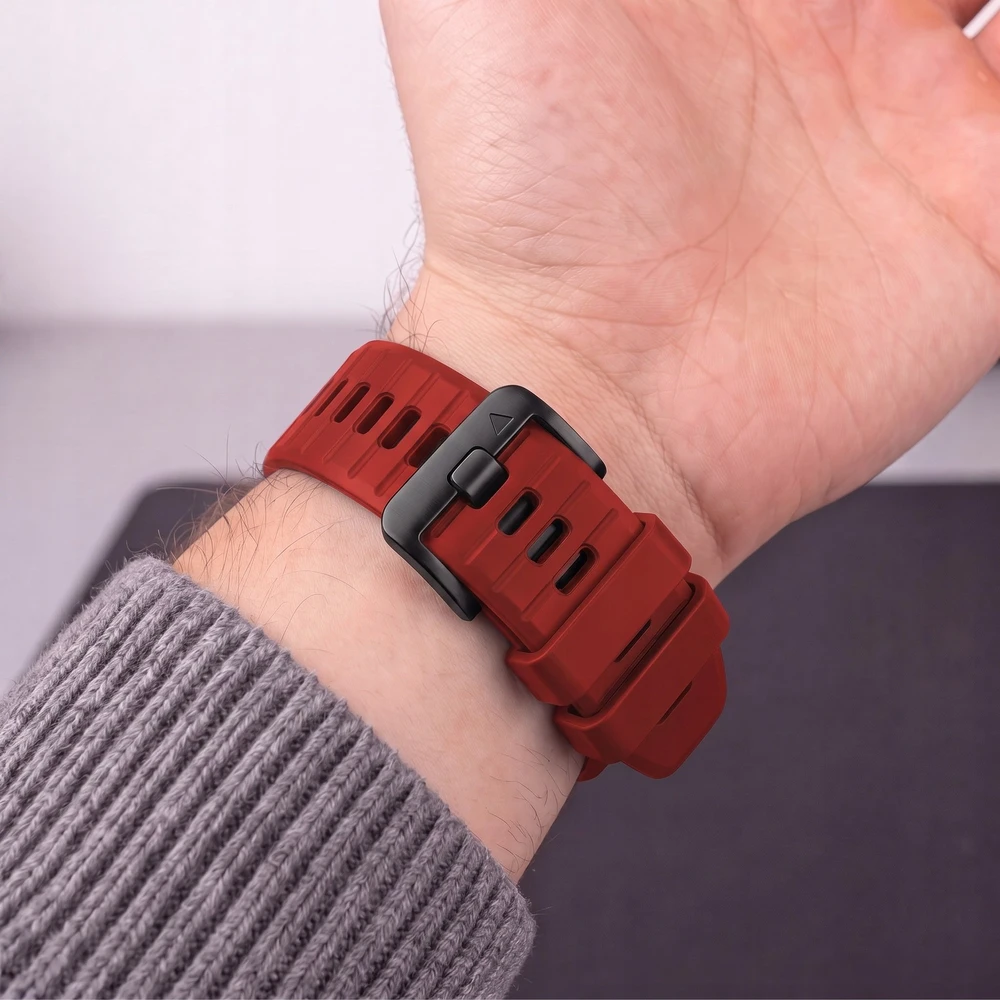 Tech-Protect Dirželis Silicone do Garmin Fenix 5 / 6 / 6 Pro / 7 / 8 / 8 Pro / E / 9 / 9 Pro 51 mm Crimson Raudona (THP6086)