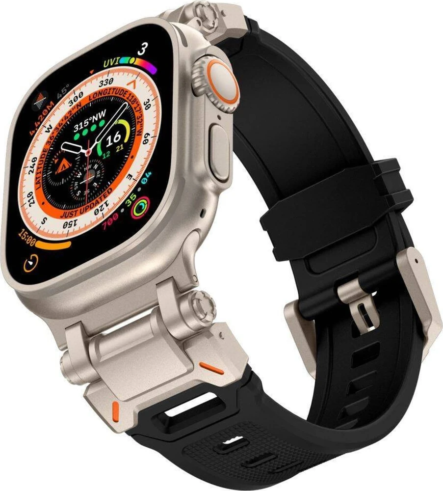 Apyrankė laikrodžiui Apple Watch 4 / 5 / 6 / 7 / 8 / 9 / SE / Ultra 1/2 (44 / 45 / 49 mm) Tech-Protect Delta Pro juodos spalvos-titanium