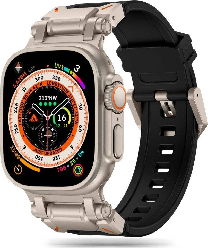 Apyrankė laikrodžiui Apple Watch 4 / 5 / 6 / 7 / 8 / 9 / SE / Ultra 1/2 (44 / 45 / 49 mm) Tech-Protect Delta Pro juodos spalvos-titanium