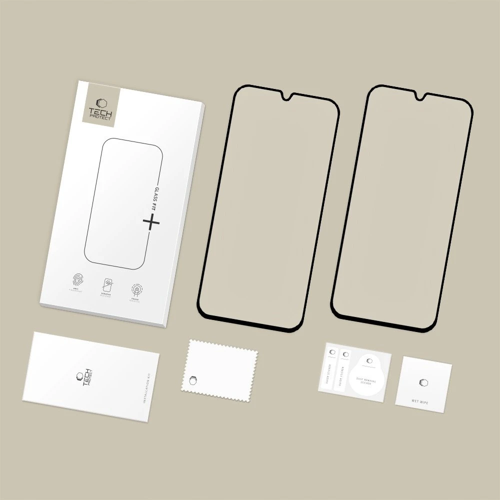 Tech-Protect Glass Fit+ 2-pack apsauginis stiklas skirta Samsung Galaxy A16 4G / 5G / A26 5G / A17 4G / 5G – juodas