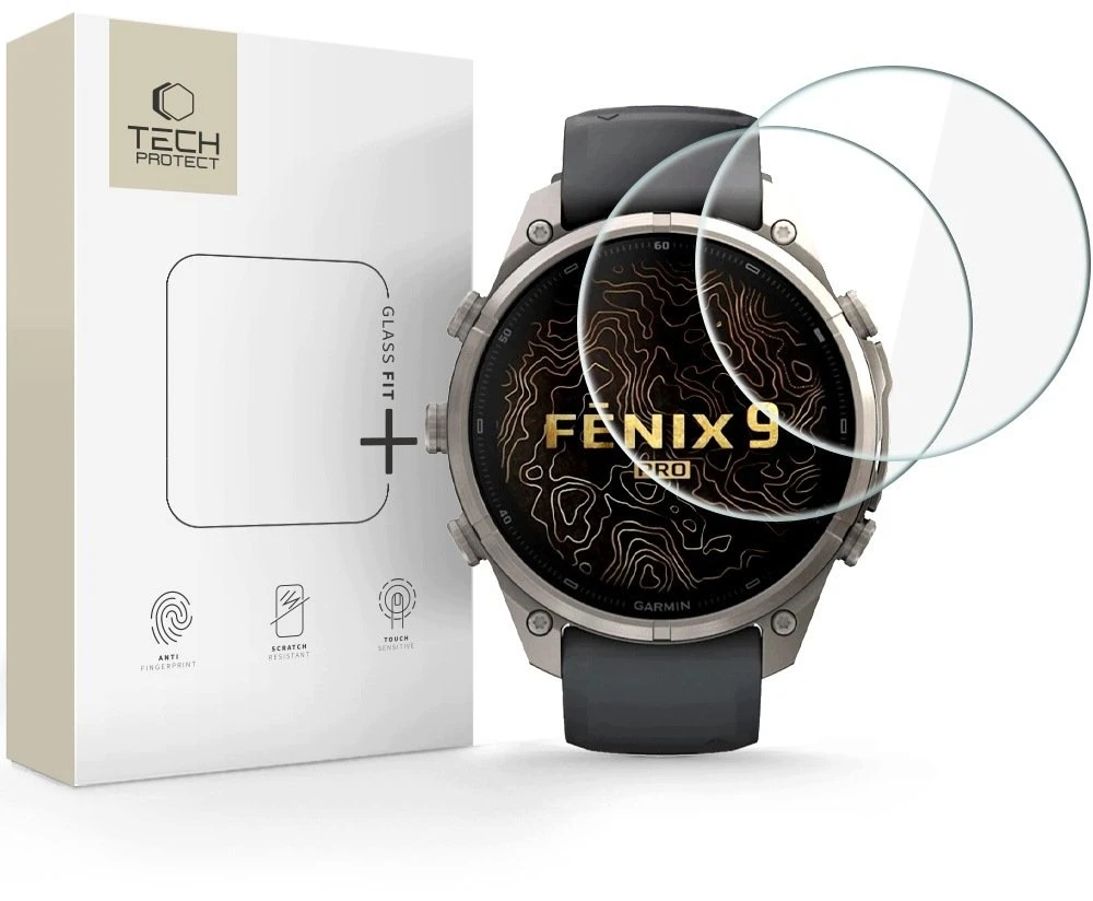 Tech-Protect Glass Fit+ grūdintas stiklas, skirtas Garmin Fenix 9 Pro 47 mm