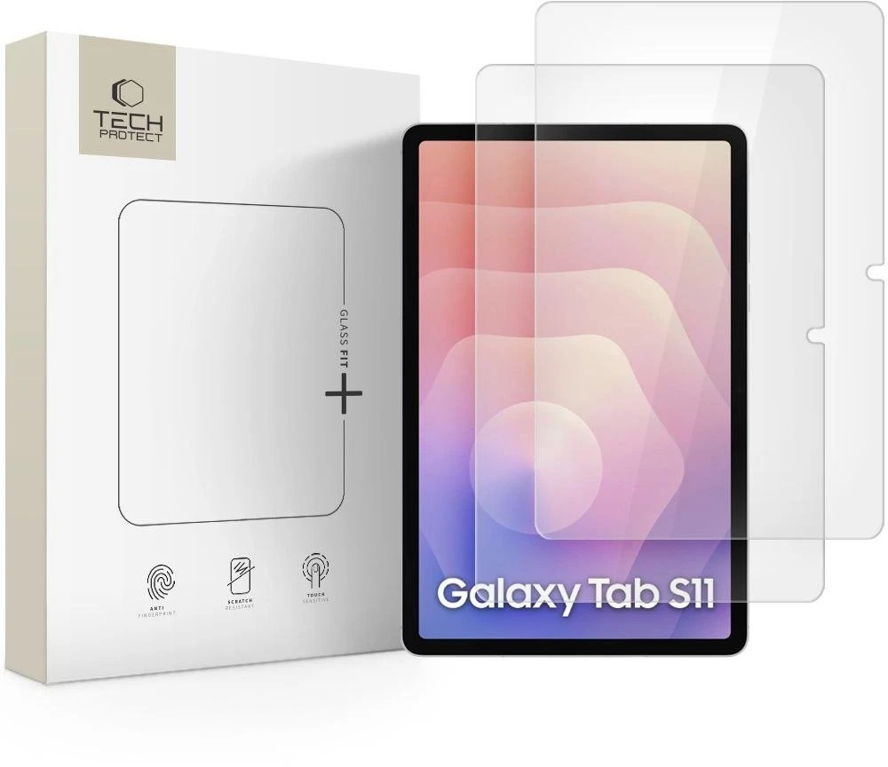 Tech-Protect Glass Fit+ 2-pack apsauginis stiklas skirta Samsung Galaxy Tab S11 11.0 – transparent