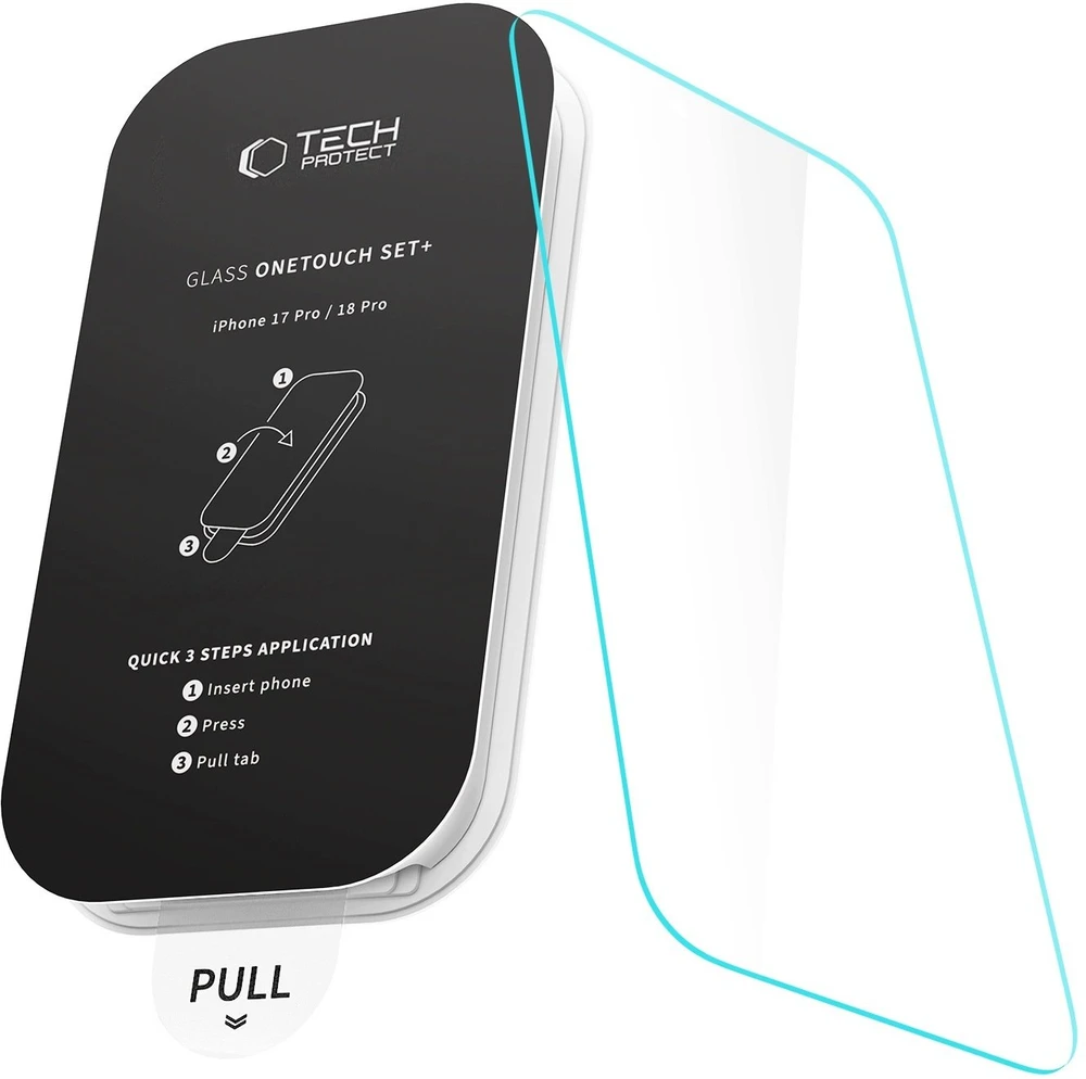 GRŪDINTAS STIKLAS Tech-Protect ONETOUCH SET+ 2 vnt. rinkinys iPhone 17 PRO / 18 PRO permatomas