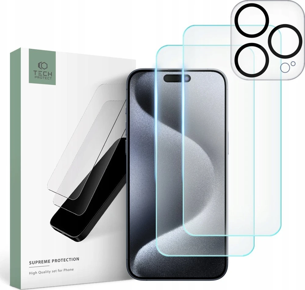 Tech-Protect Supreme Set apsauginis stiklas Apple iPhone 16 Pro – transparent (3 vnt.)