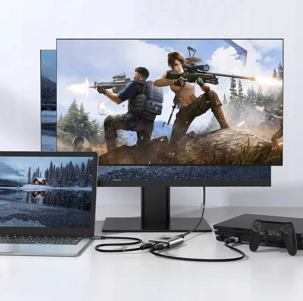 TECH-PROTECT HB07 HUB ADAPTERIS 2IN1 HDMI 4K 60HZ SPACE Pilkas
