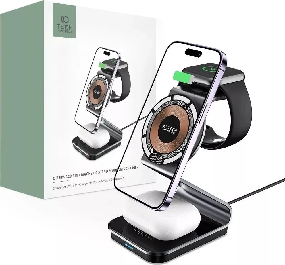 „Tech-Protect“ indukcinis įkroviklis 1x USB-A 1x USB-C 2 A (THP2187)