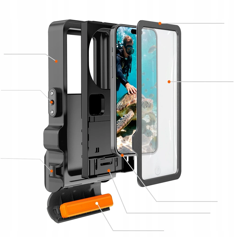 Tech-Protect IPX8 Pro Atsparus vandeniui Phone Case - Gray and Juodas