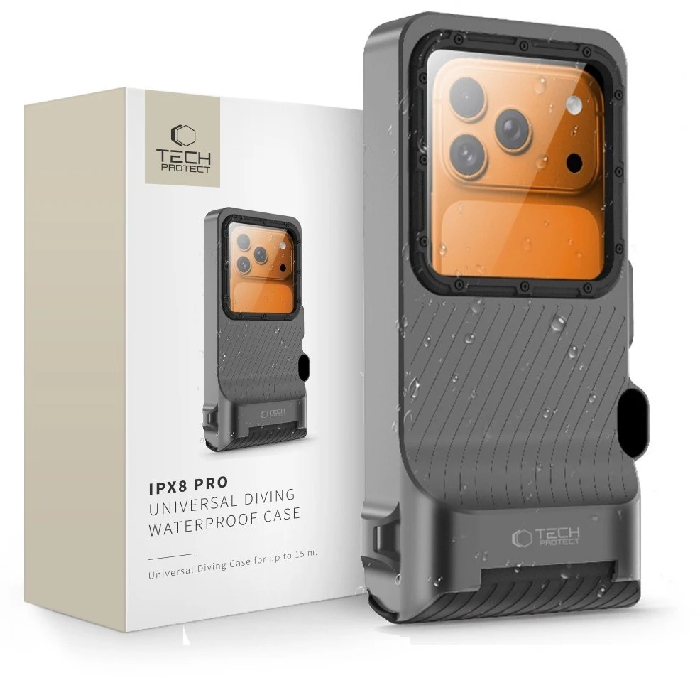 Tech-Protect IPX8 Pro Atsparus vandeniui Phone Case - Gray and Juodas