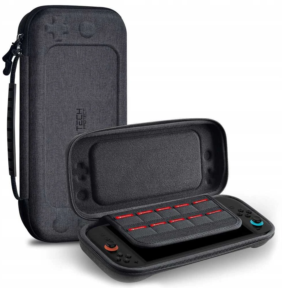 Pilkas dėklas Nintendo Switch 2 žaidimų kompiuteriui „Tech-Protect Hardpouch”