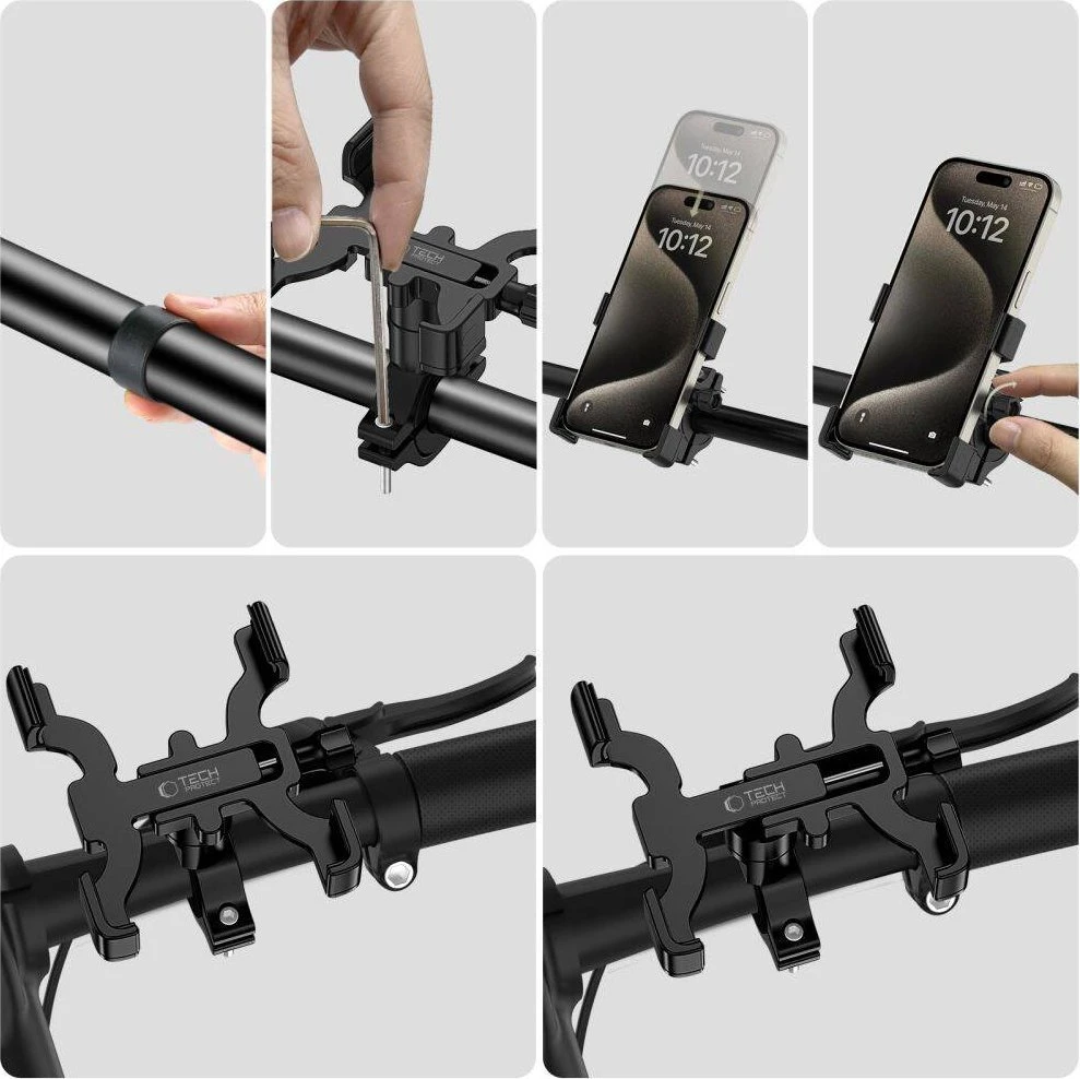 Tech-Protect V3 telefono laikiklis dviračiui on the handlebar – juodos spalvos