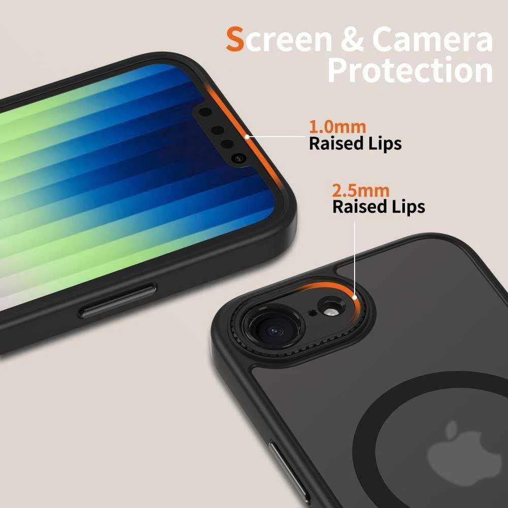 „Tech-Protect MagCam MagSafe“ dėklas, skirtas „iPhone 16e / 17e“ – matinis juodas