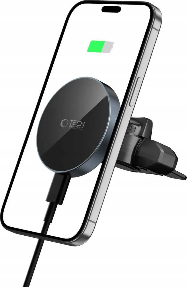 „Tech-Protect mm15W-V5“ magnetinis „MagSafe“ automobilio laikiklis oro išleidimo angai / CD lizdui - Juodas
