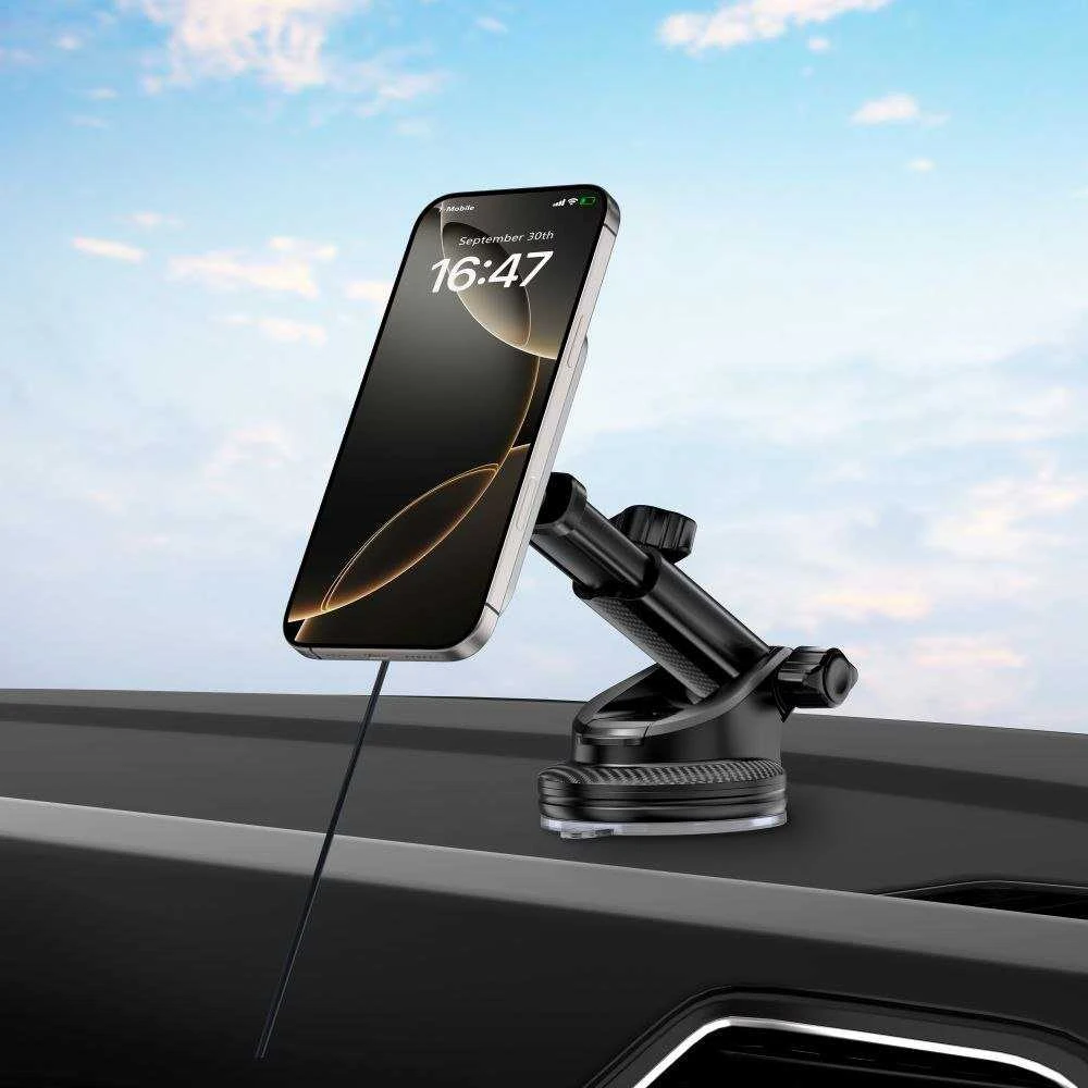 Tech-Protect MM15W-V9 automobilinis laikiklis su MagSafe prietaisų skydeliui ir oro ventiliacija 15W - Juodas