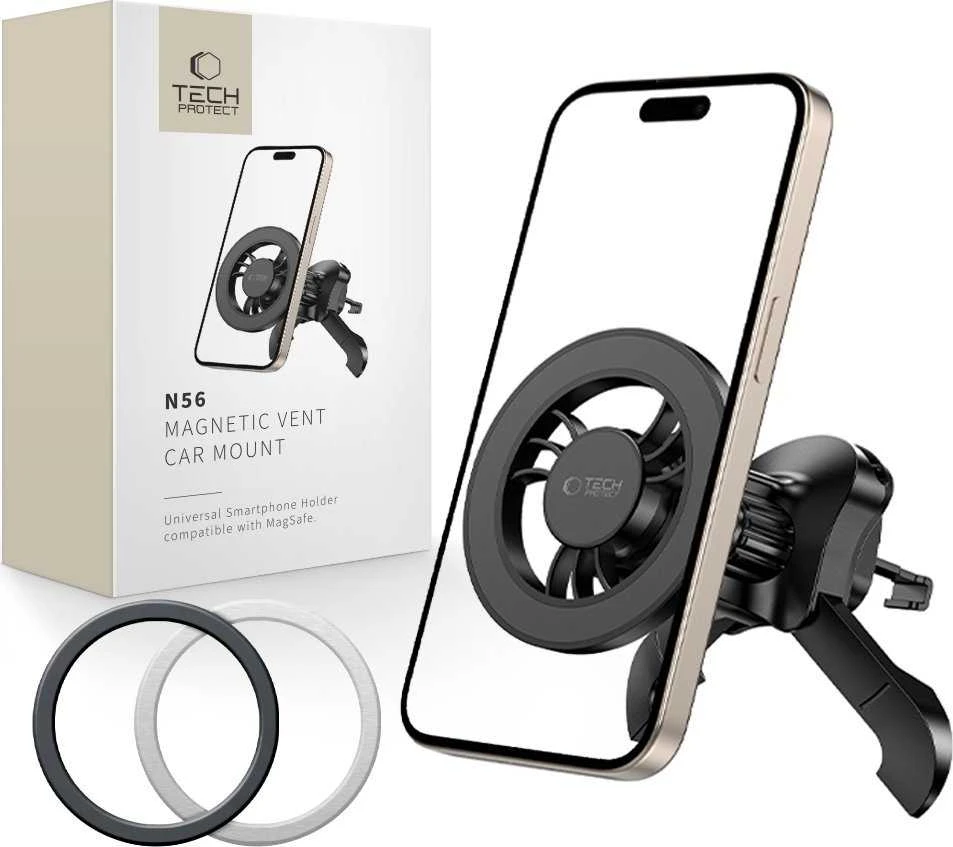 Tech-Protect N56 Magnetinis MagSafe automobilio oro angos laikiklis - Juodas