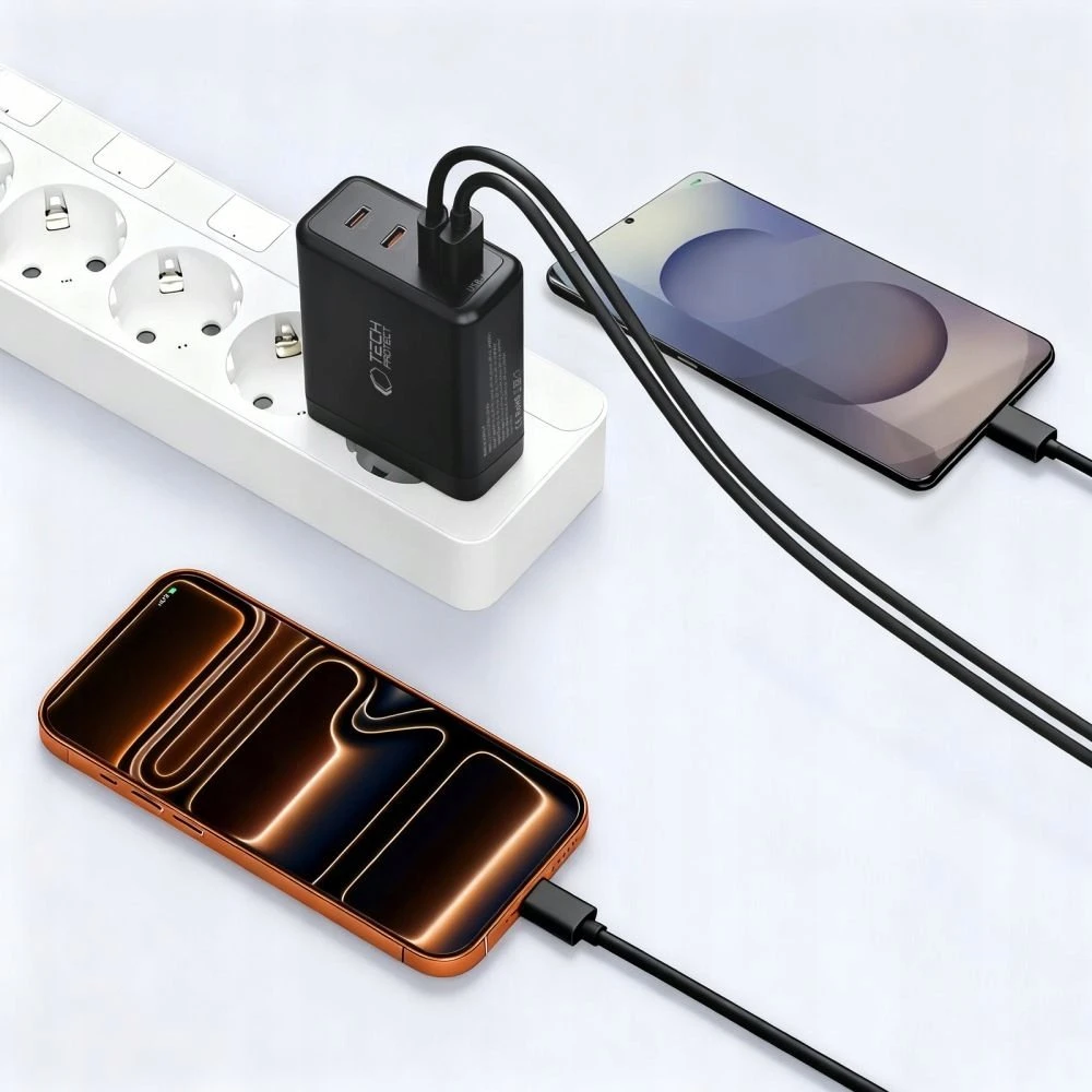 Tech-Protect NC140W-GAN 4-Port laidinis įkroviklis PD 140W / QC3.0 juodos spalvos
