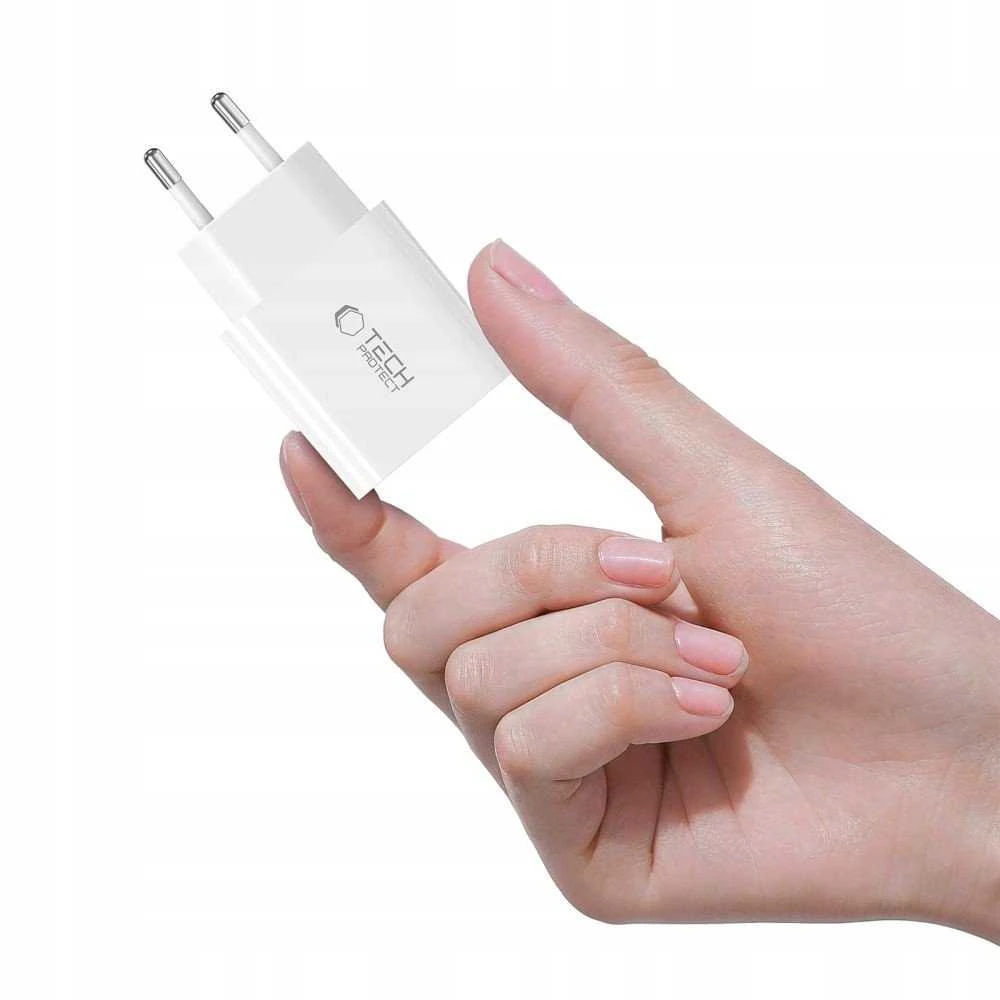 Baseus „Tech-Protect NC20W“ sieninis įkroviklis su 100 cm USB-C / „Lightning“ laidu - Baltas