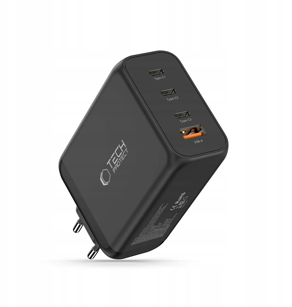 Tech-Protect NC240W-GAN 4-port laidinis įkroviklis PD 240W / QC3.0 juodos spalvos