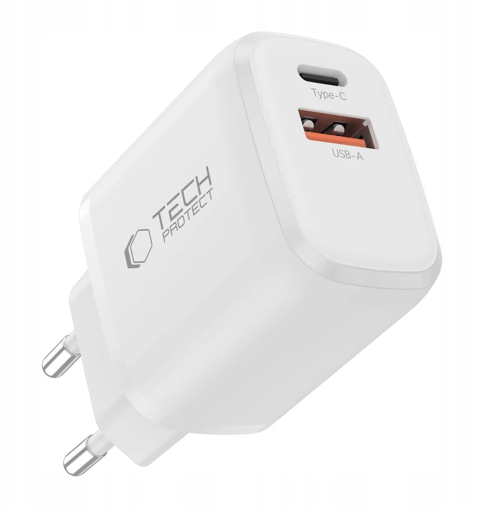 Tech-Protect NCA45W-GAN 2-Port laidinis įkroviklis PD 45W / QC3.0 baltos spalvos