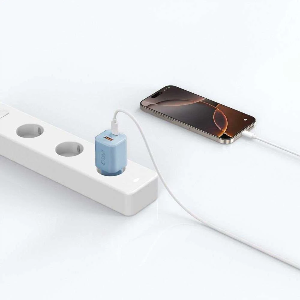 „Tech-Protect NCM33W“ 2 prievadų PD33W/QC3.0 sieninis įkroviklis - mėlynas