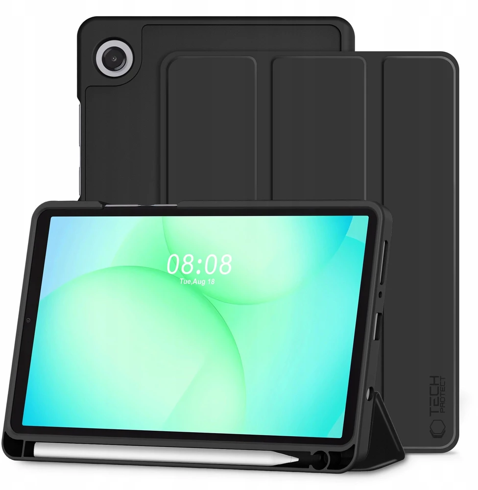 Tech Protect TechProtect SmartCase Pen dėklas skirtas Samsung Galaxy Tab A9 / A11 8.7 X110 / X115 / X133 / X135 – juodos spalvos