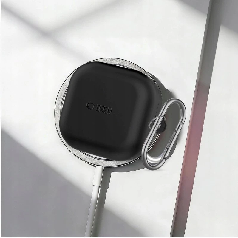 Dėklas Tech-Protect Silicone Hook Samsung Galaxy Buds 4 / 4 Pro juodos spalvos