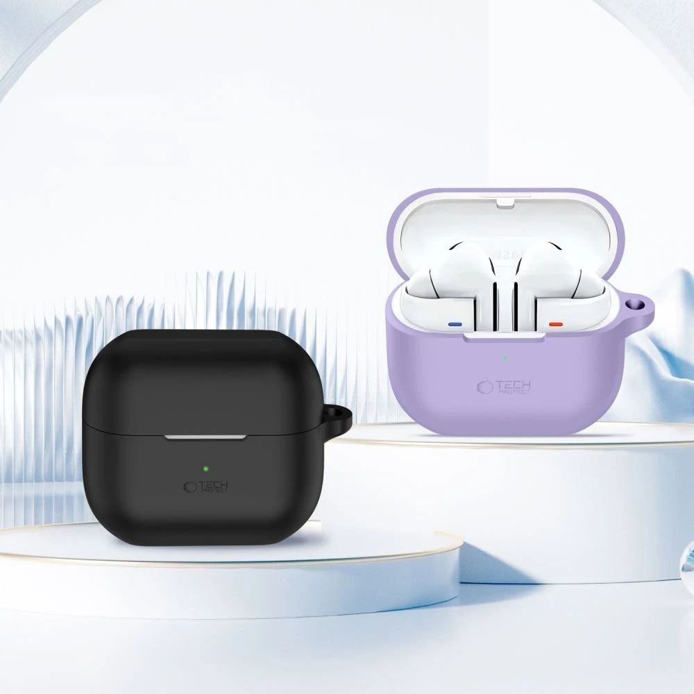Tech-Protect Silicone Hook dėklas skirtas Samsung Galaxy Buds 3 / 3 FE / 3 Pro – violetinės spalvos