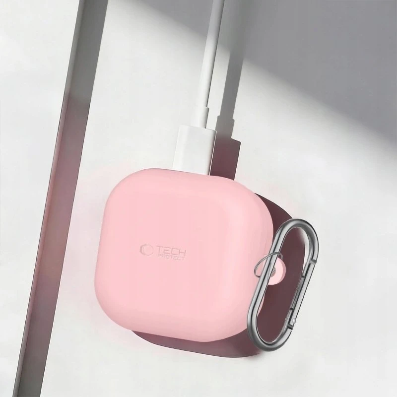 Dėklas Tech-Protect Silicone Hook Samsung Galaxy Buds 4 / 4 Pro Dusty Rožinė