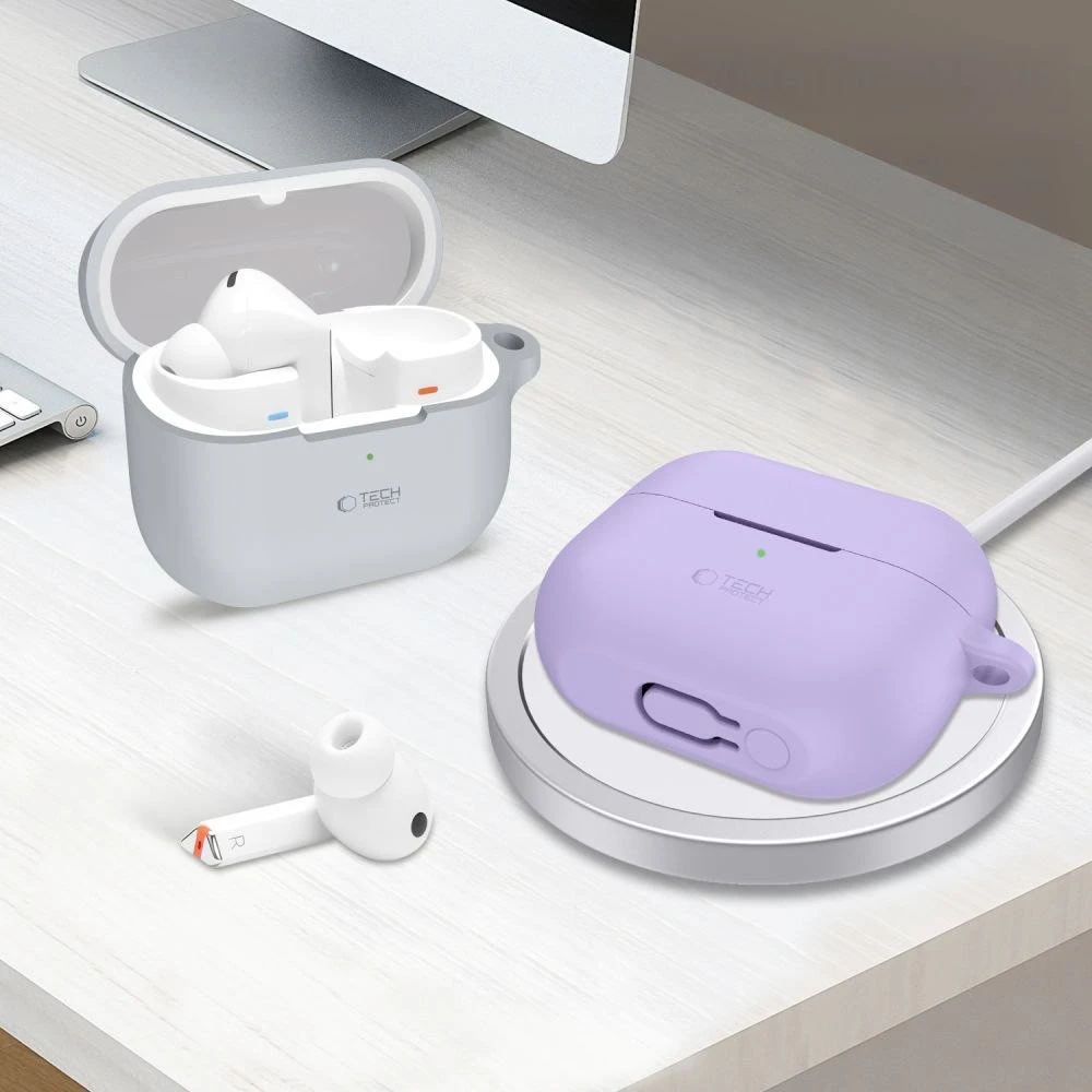 Tech-Protect Silicone Hook dėklas skirtas Samsung Galaxy Buds 3 / 3 FE / 3 Pro – violetinės spalvos