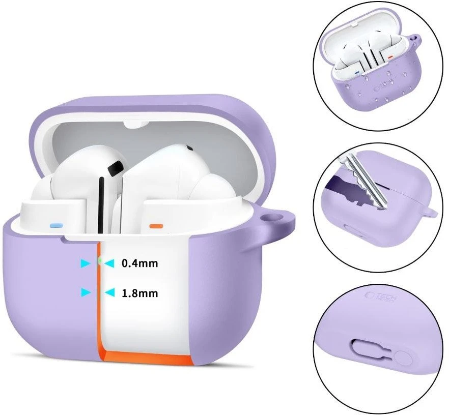 Tech-Protect Silicone Hook dėklas skirtas Samsung Galaxy Buds 3 / 3 FE / 3 Pro – violetinės spalvos