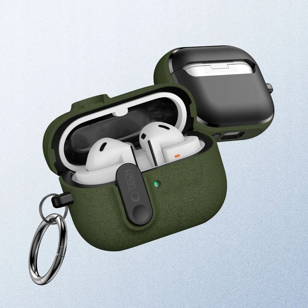 Tech-Protect Slim Hook dėklas ausinėms Samsung Galaxy Buds 3 / 3 FE / 3 Pro alyvuogių žalios spalvos