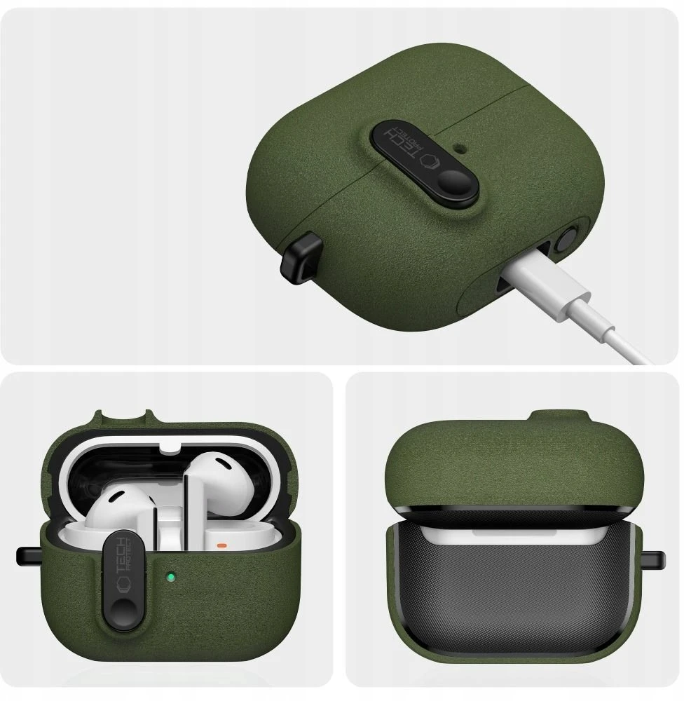Tech-Protect Slim Hook dėklas ausinėms Samsung Galaxy Buds 3 / 3 FE / 3 Pro alyvuogių žalios spalvos