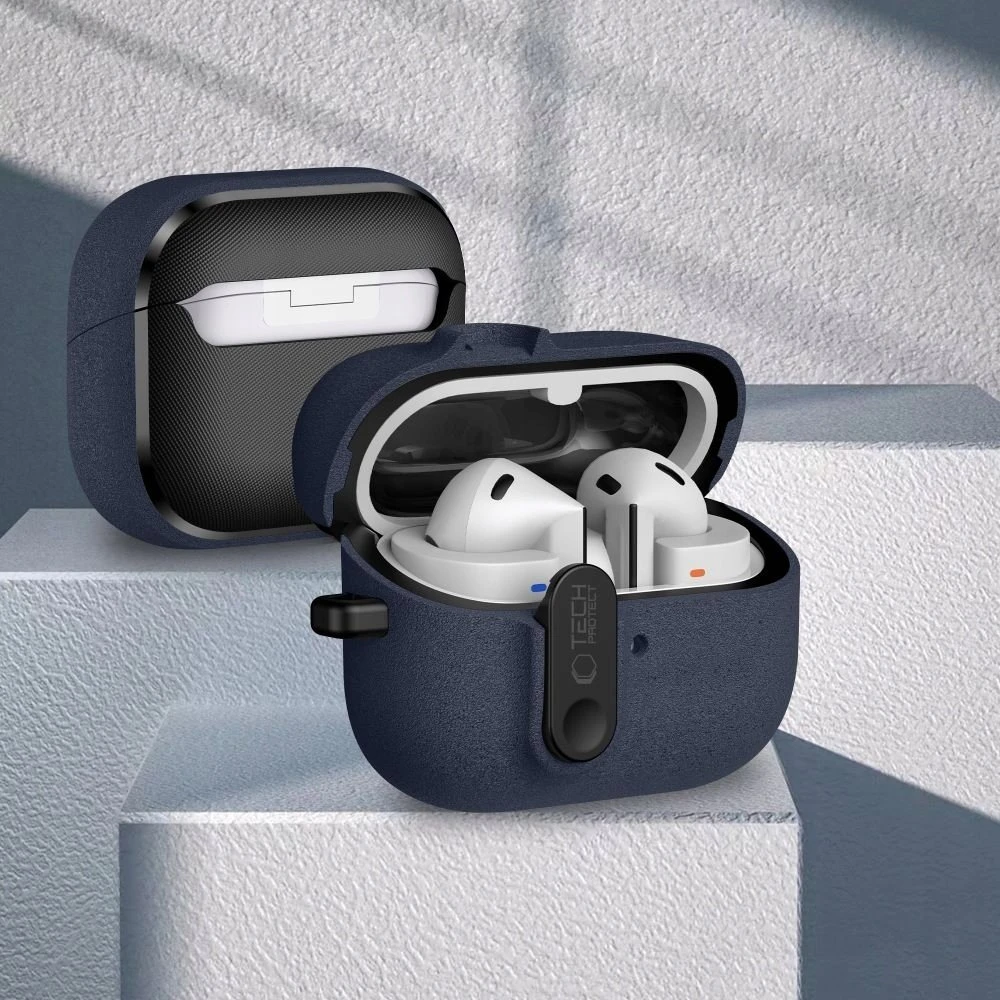 Tech-Protect Slim Hook dėklas ausinėms Samsung Galaxy Buds 3 / 3 FE / 3 Pro mėlynos spalvos