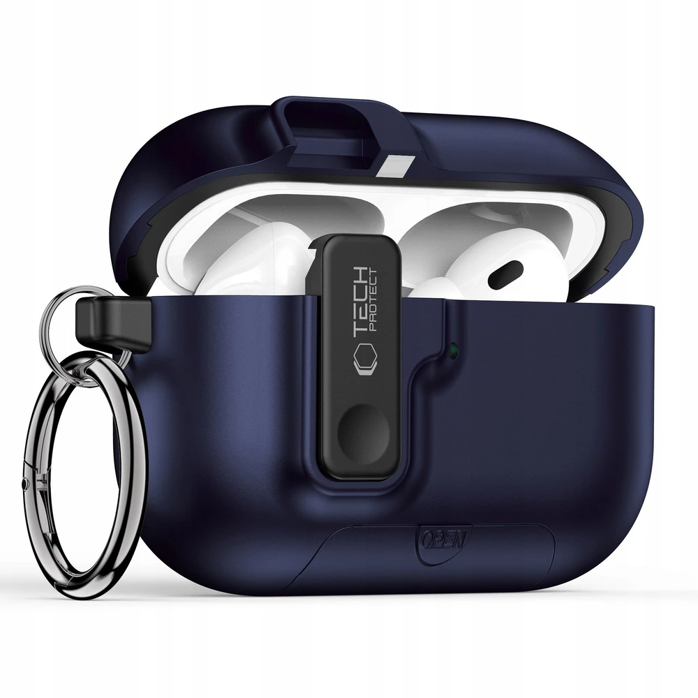 „Tech-Protect Slim Hook“ dėklas, skirtas „AirPods Pro 3“ ausinėms – tamsiai mėlynas Mėlyna