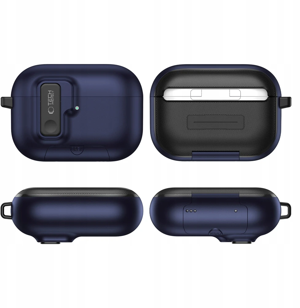 „Tech-Protect Slim Hook“ dėklas, skirtas „AirPods Pro 3“ ausinėms – tamsiai mėlynas Mėlyna