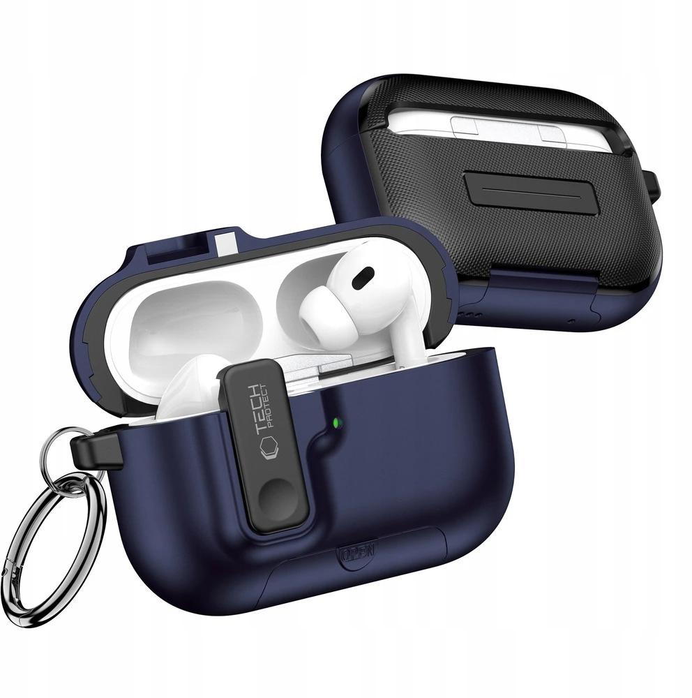 „Tech-Protect Slim Hook“ dėklas, skirtas „AirPods Pro 3“ ausinėms – tamsiai mėlynas Mėlyna