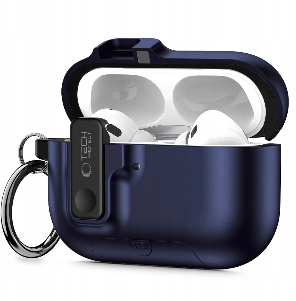 „Tech-Protect Slim Hook“ dėklas, skirtas „AirPods Pro 3“ ausinėms – tamsiai mėlynas Mėlyna