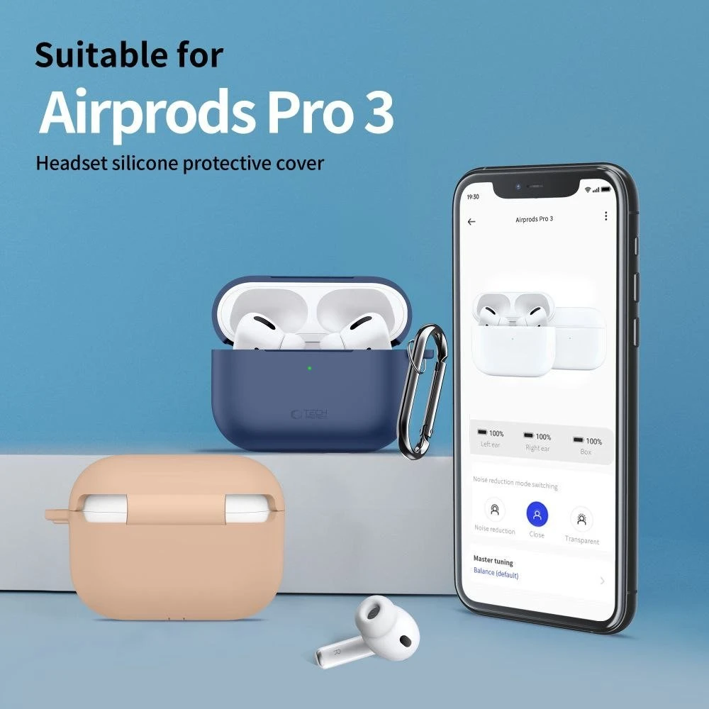 „Tech-Protect“ silikoninis kabliuko formos dėklas „AirPods Pro“ – pilkas