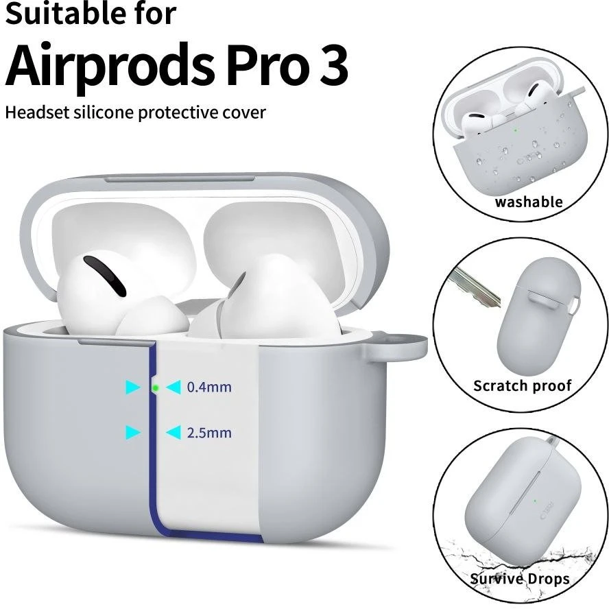 „Tech-Protect“ silikoninis kabliuko formos dėklas „AirPods Pro“ – pilkas